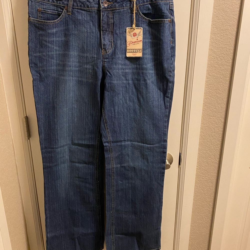 NWT Vintage Faded Glory Jeans 16 Bootcut Stretch Blue Denim Boot Cut